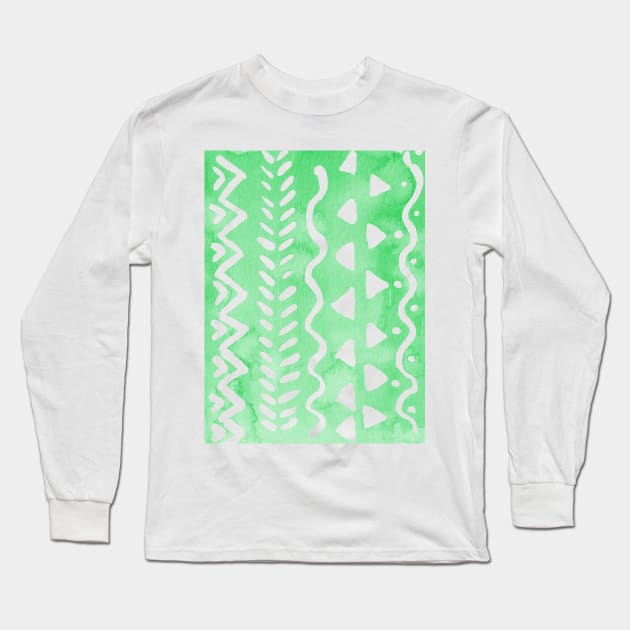 Loose boho chic pattern - green Long Sleeve T-Shirt by wackapacka